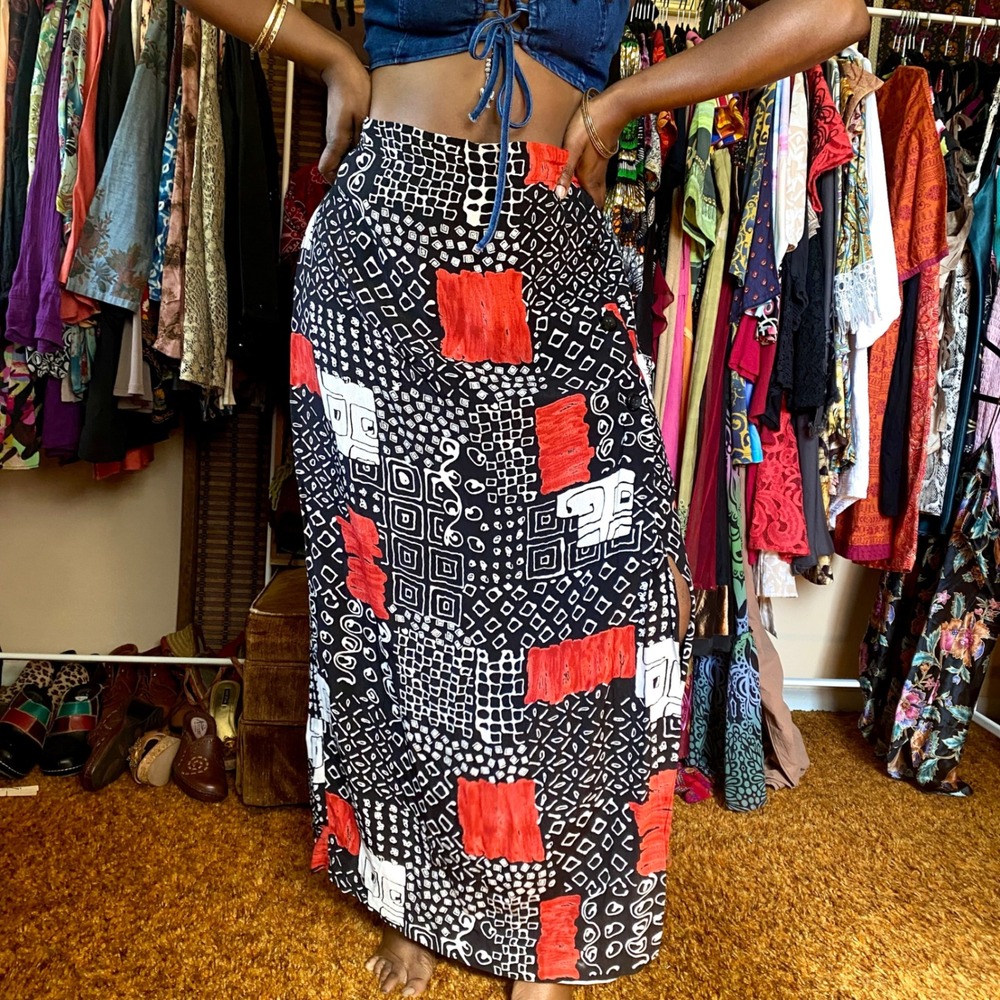 Boho Maxi Skirt 16 L XL 90s Long Modest Boho Chic